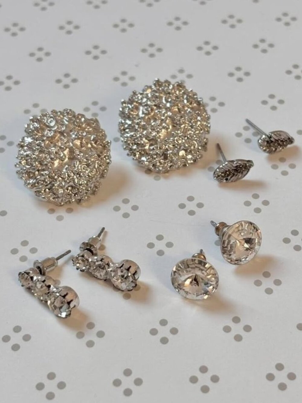 Earring bundle!! Silver rhinestone studs